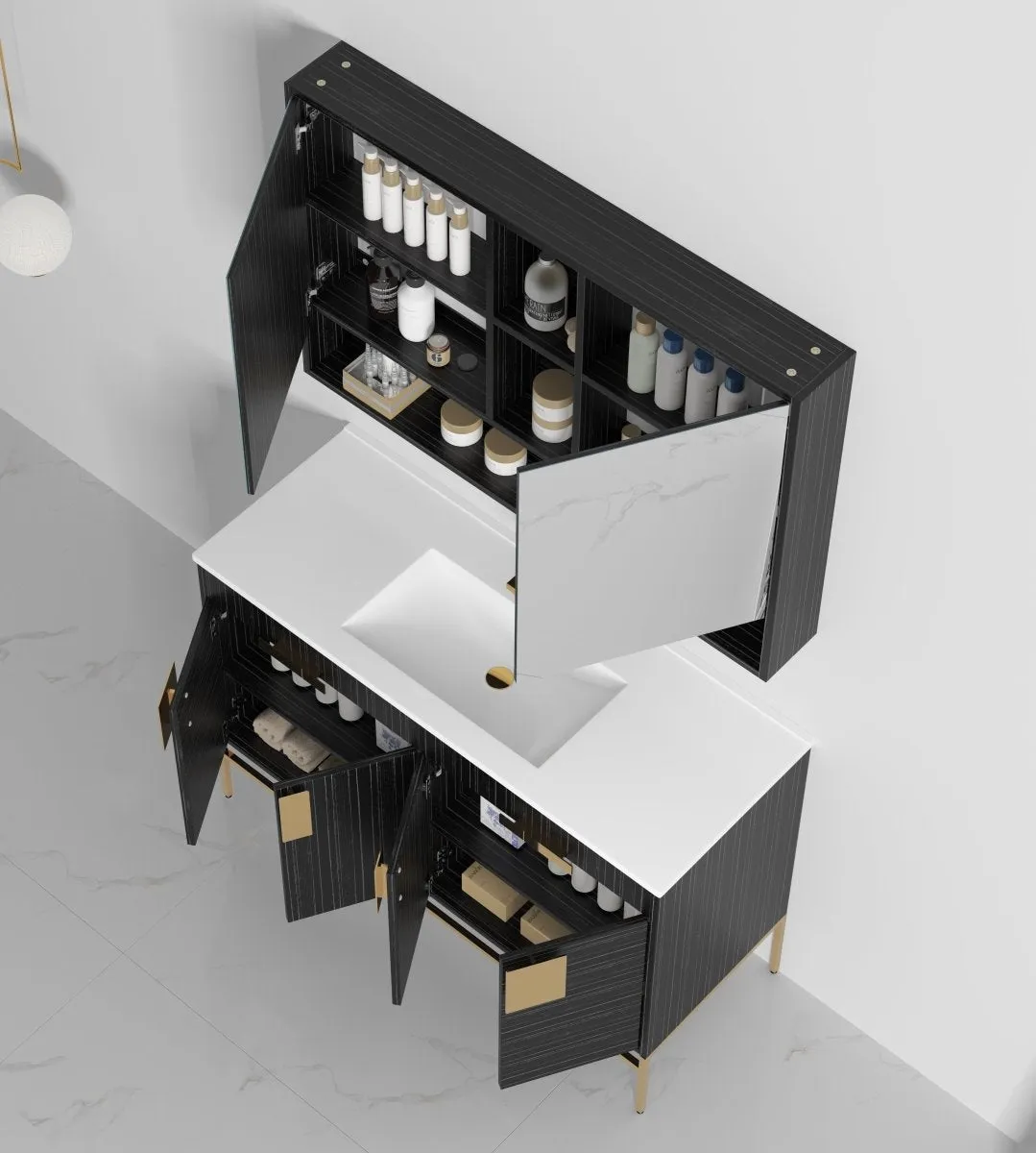 47"  Kuro Minimalistic Dawn Gray Single Sink Bathroom Vanity CL-102DG-50SK