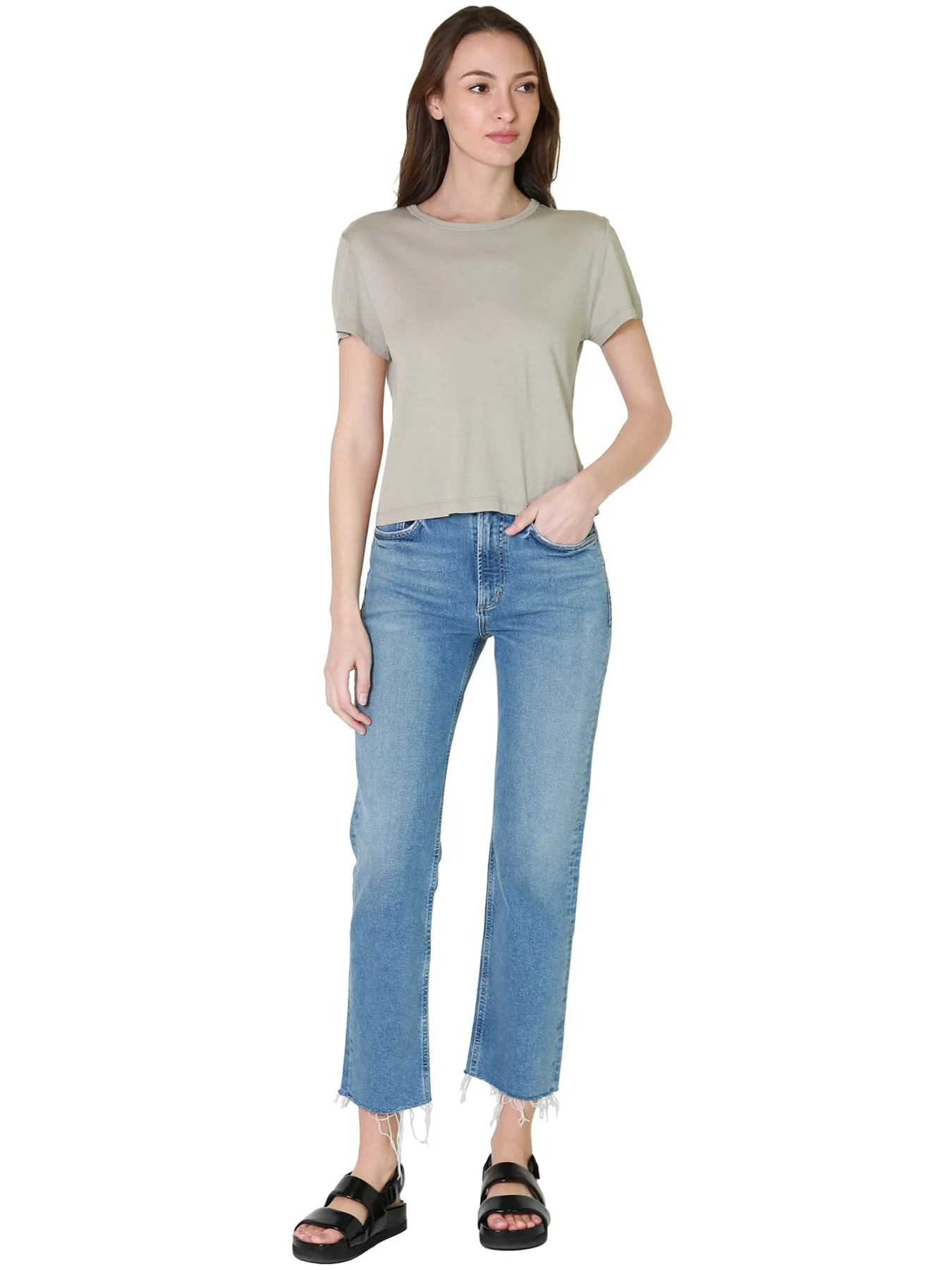 AGOLDE The Drew Tee In Jute