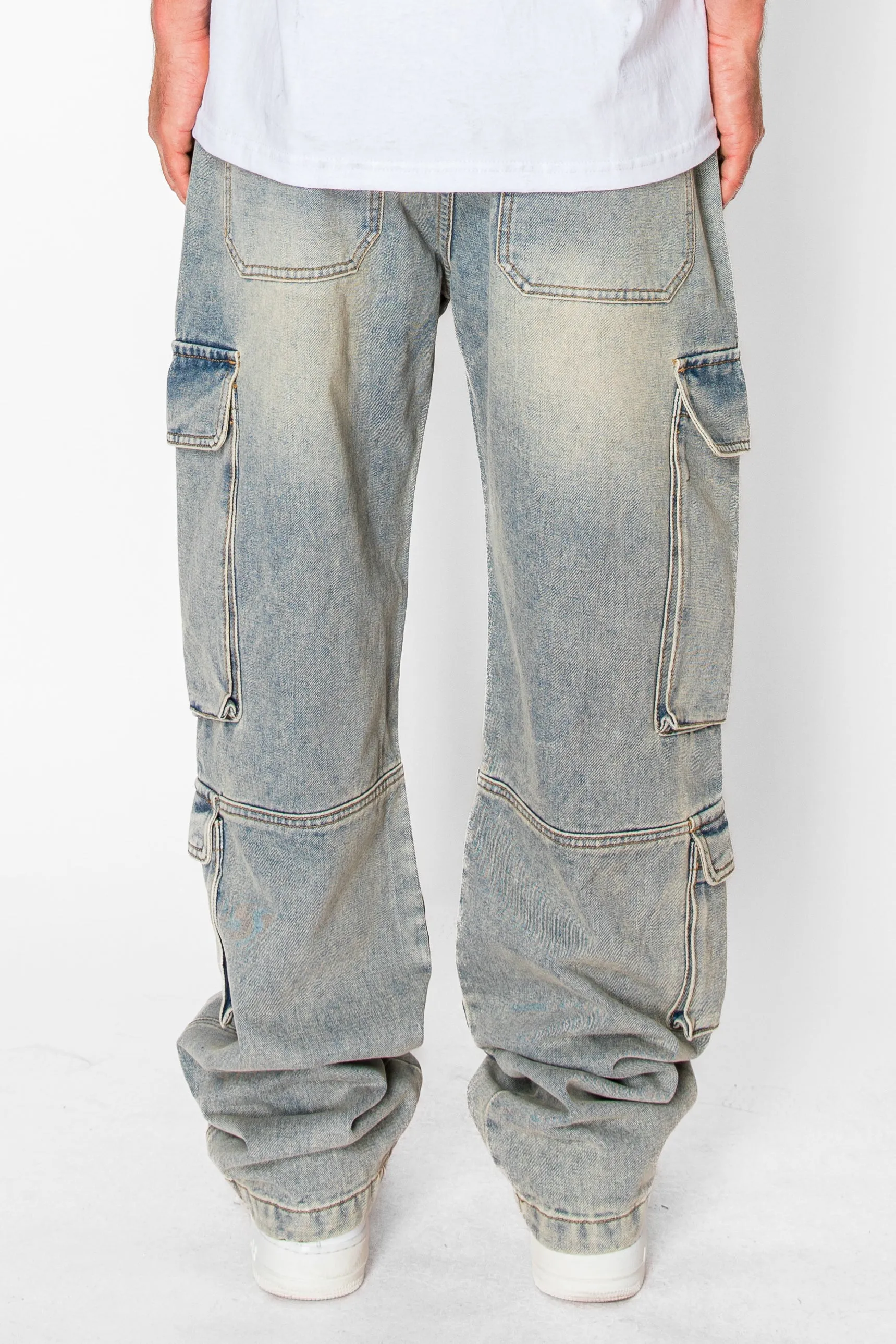 Baggy Fit Multi Cargo Pockets Jeans
