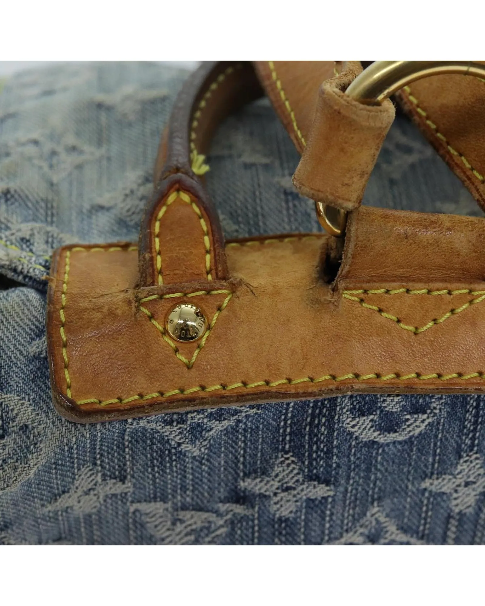 Blue Monogram Denim Backpack with Leather Details