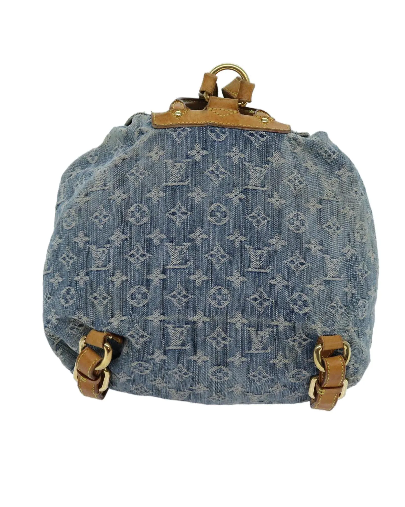 Blue Monogram Denim Backpack with Leather Details
