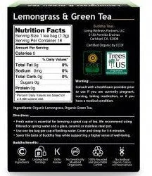 Buddha Teas Lemongrass and Green Tea 18 Bags Box