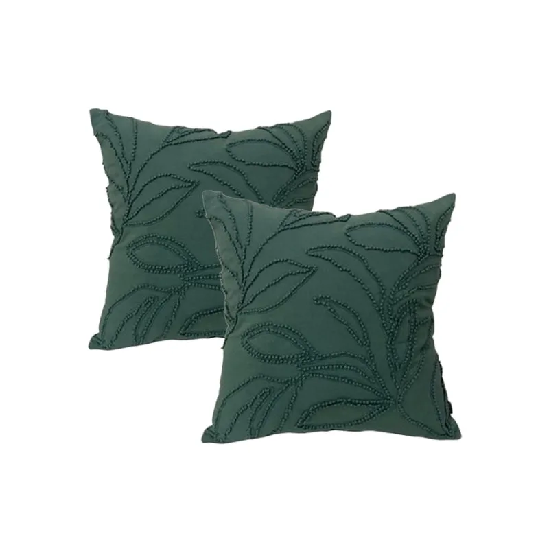 Cloud Linen Riviera Embroidered Cotton Teal 50x50cm Twin Pack Feather Filled Cushion
