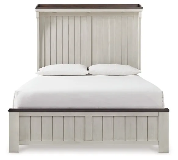 Darborn Queen Panel Bed with Mirrored Dresser and Chest