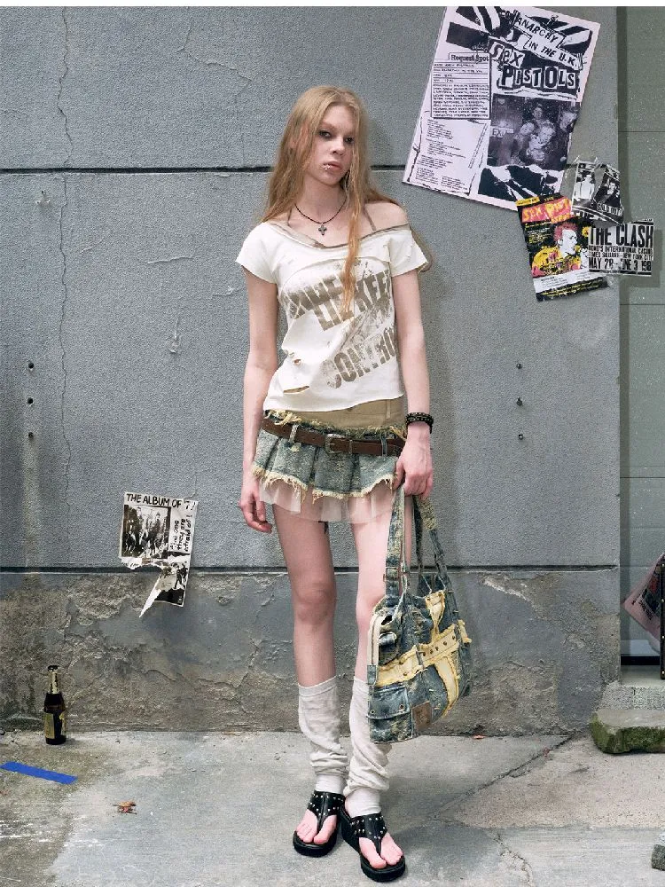 Denim Mesh Reconstructed Pleated Skirt【s0000009370】