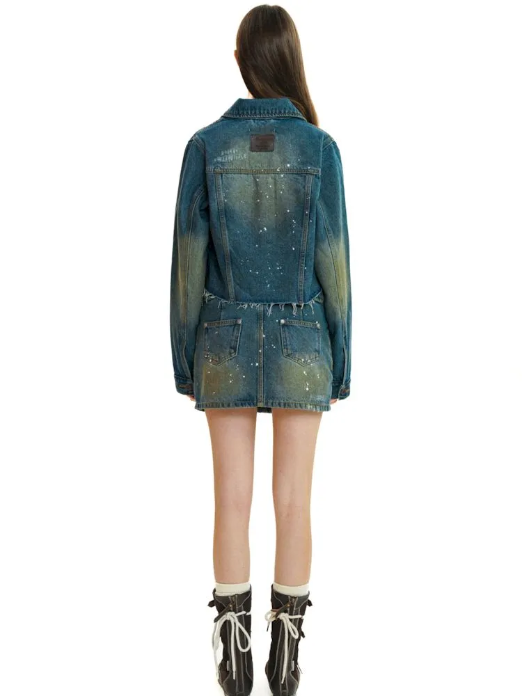 Double Pocket Splash Ink Denim Jacket【s0000008601】