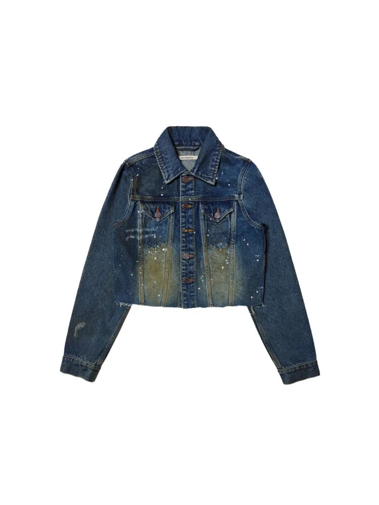 Double Pocket Splash Ink Denim Jacket【s0000008601】