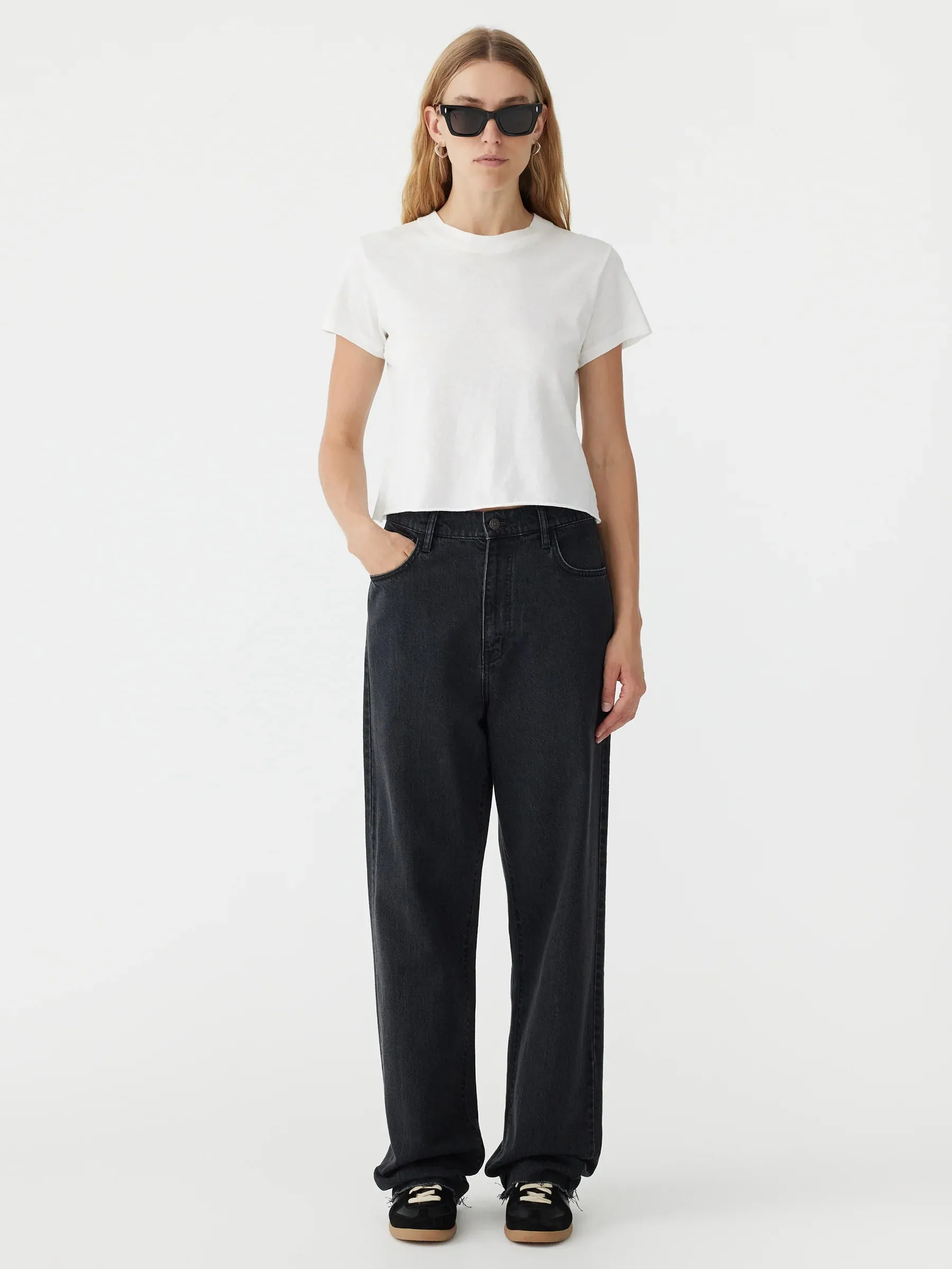 Washed Black High-Rise Straight-Leg Jeans