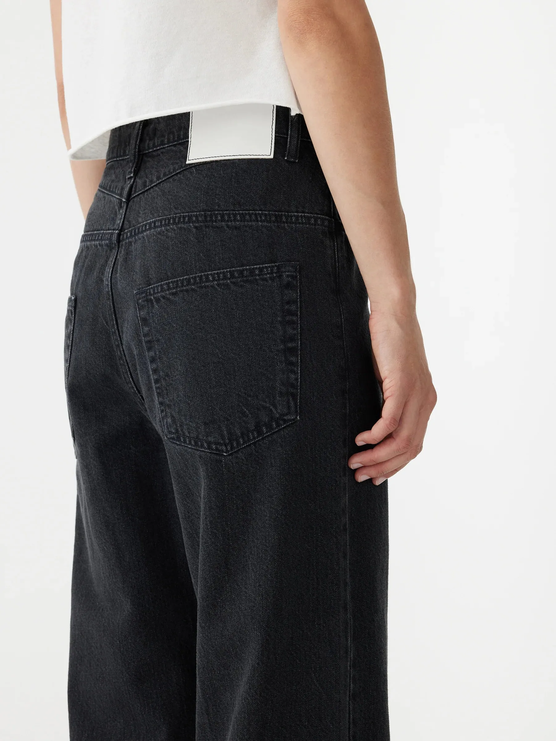 Washed Black High-Rise Straight-Leg Jeans