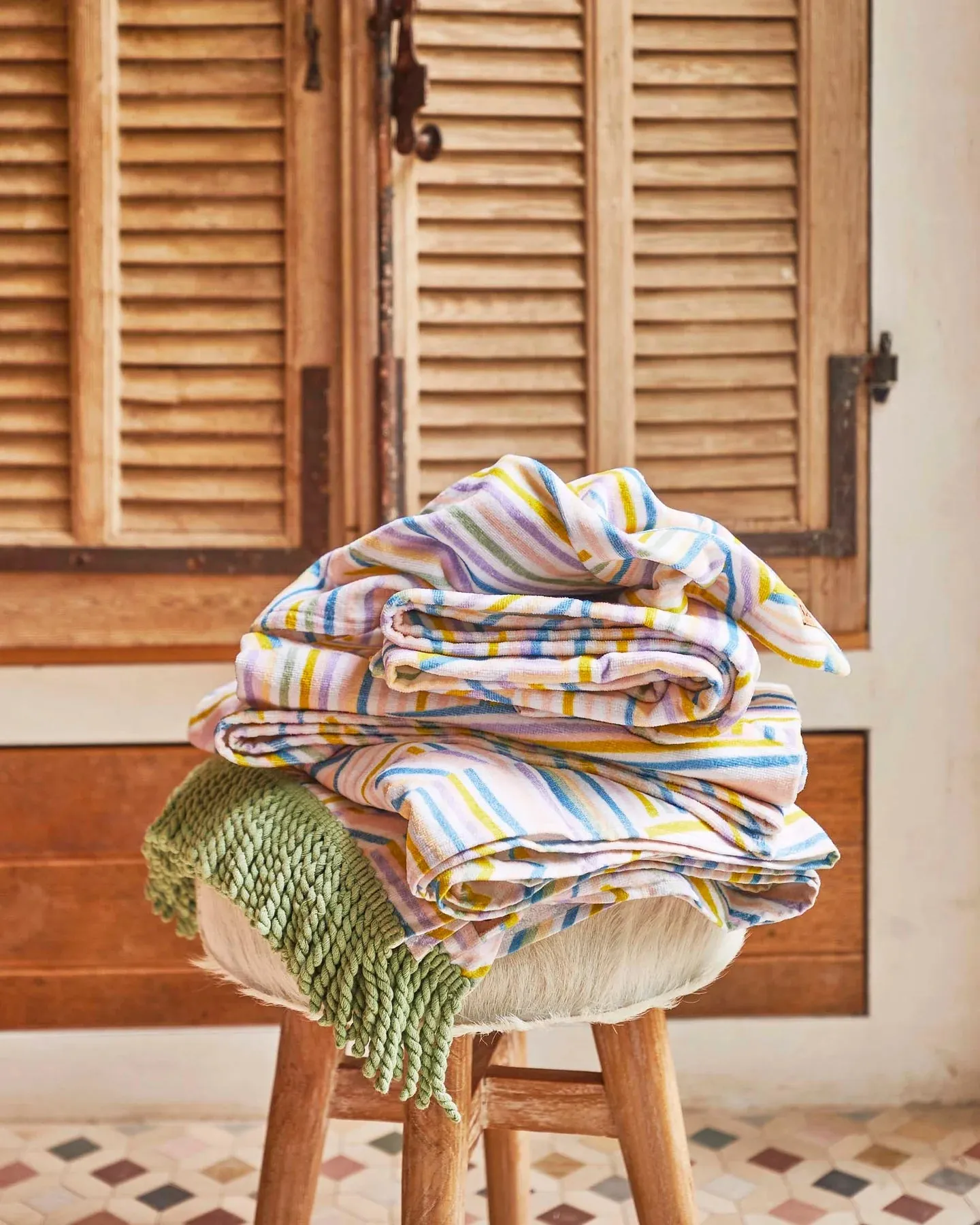 Kip & Co Stripes of Paros Printed Terry Face Washer