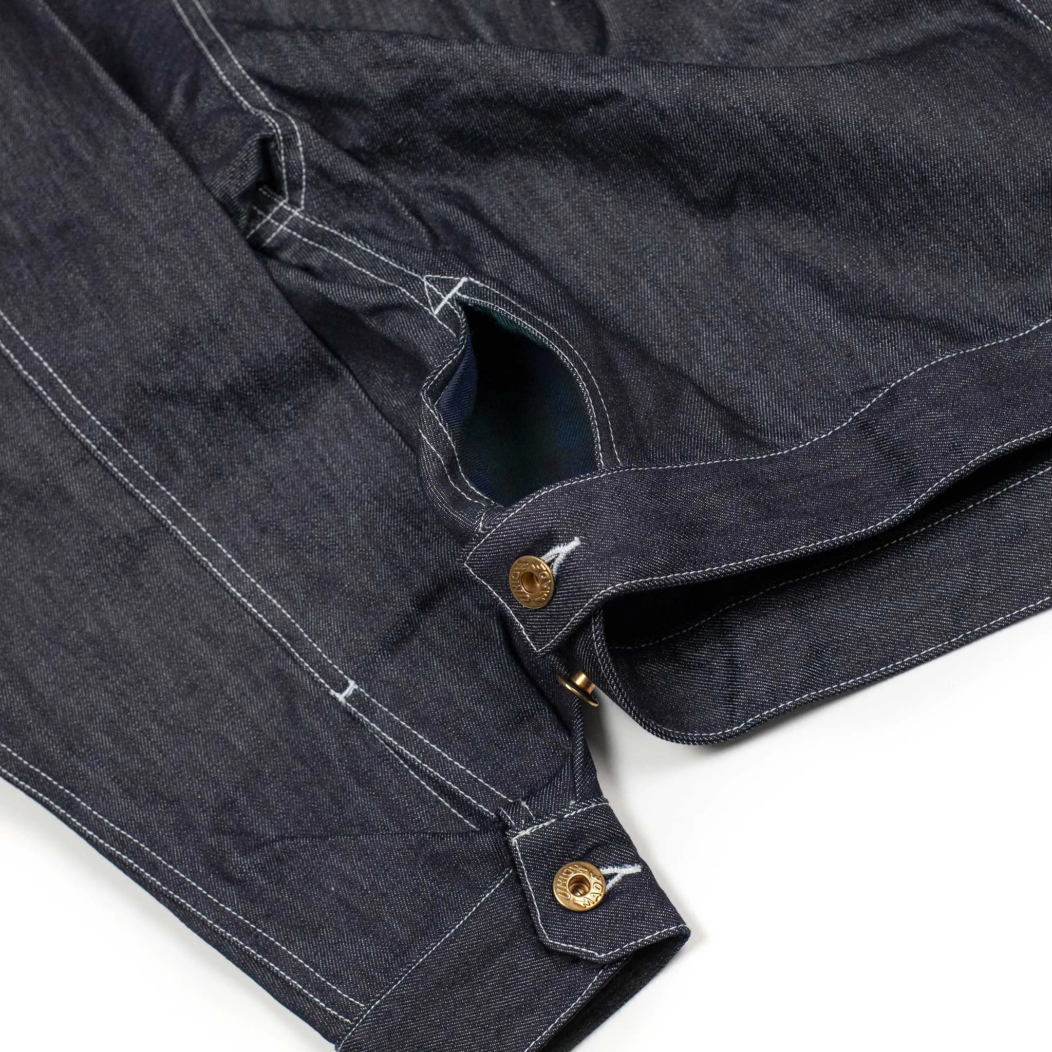 Military trucker jacket in rinsed cotton denim