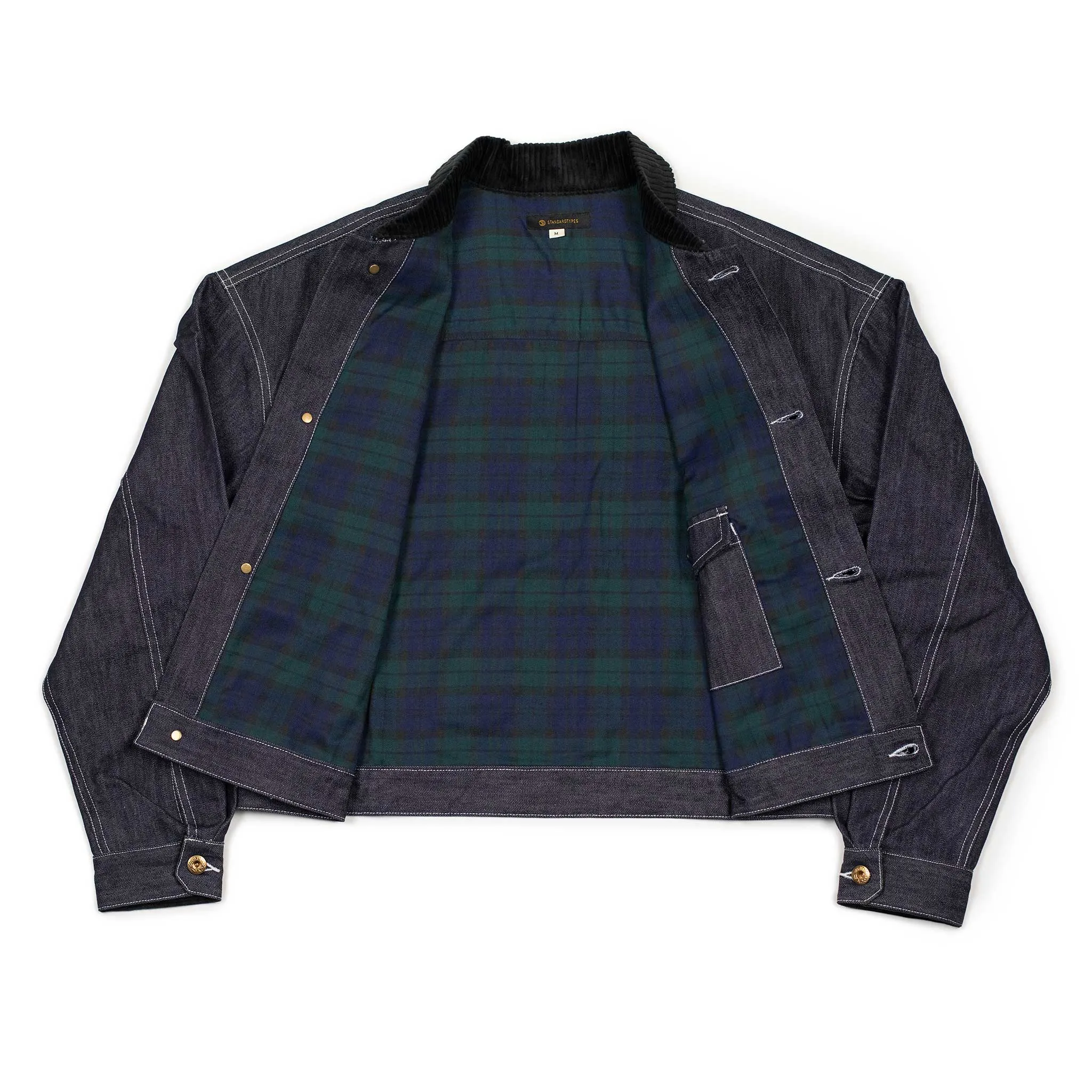 Military trucker jacket in rinsed cotton denim