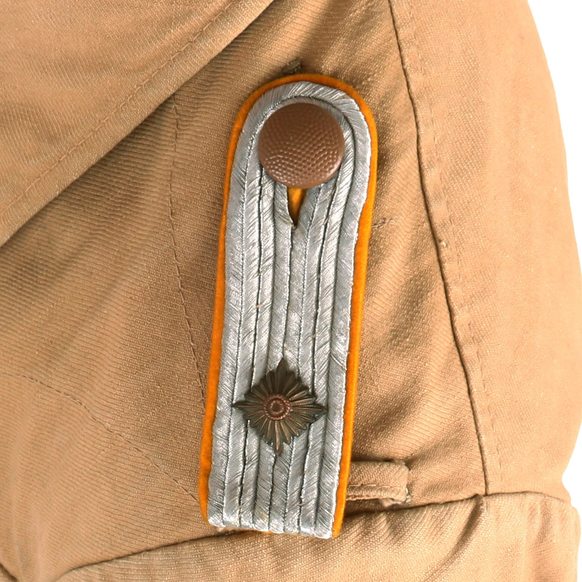 Original German WWII Afrika Korps Luftwaffe Oberleutnant Officer's Tan Denim Tropical Uniform Service Tunic