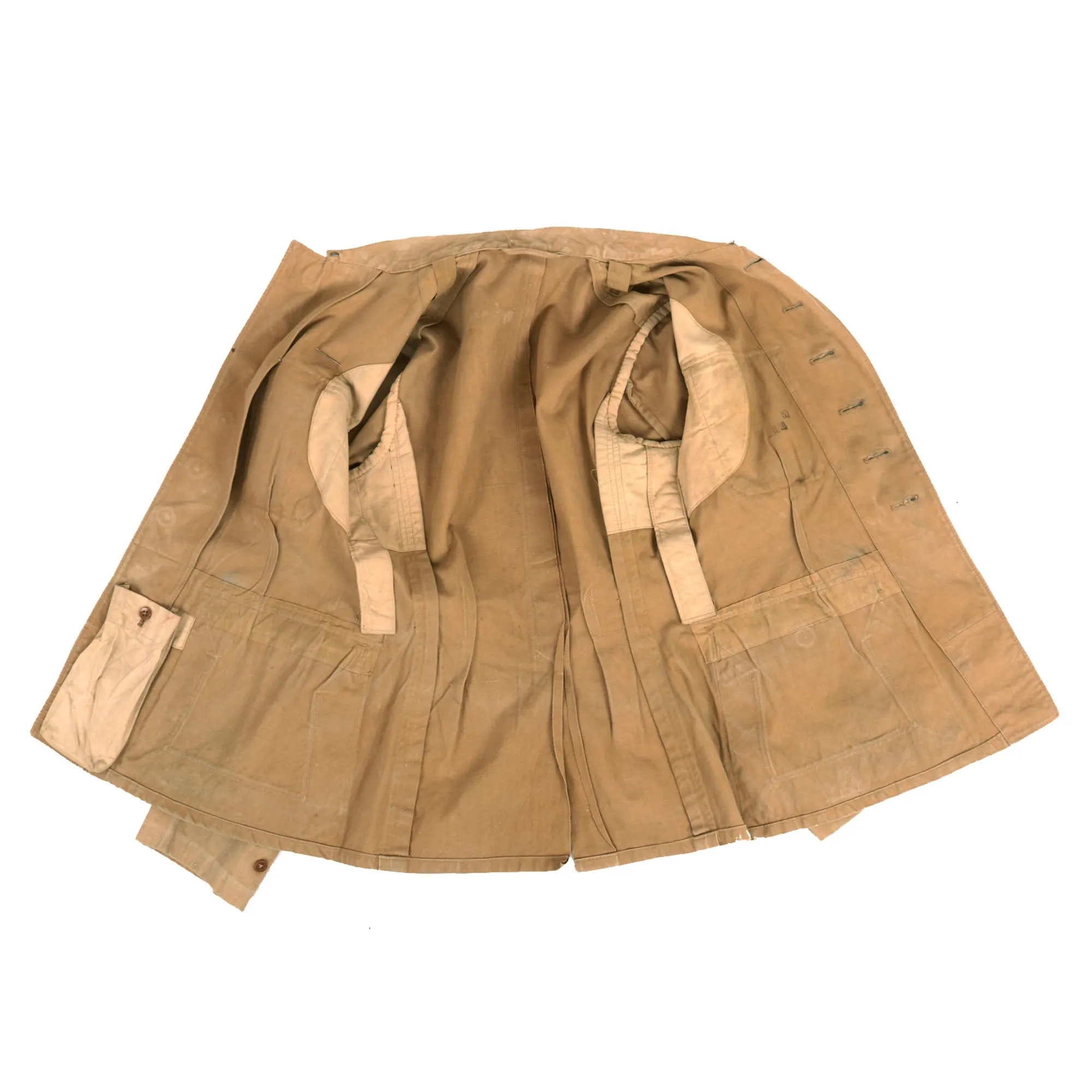 Original German WWII Afrika Korps Luftwaffe Oberleutnant Officer's Tan Denim Tropical Uniform Service Tunic