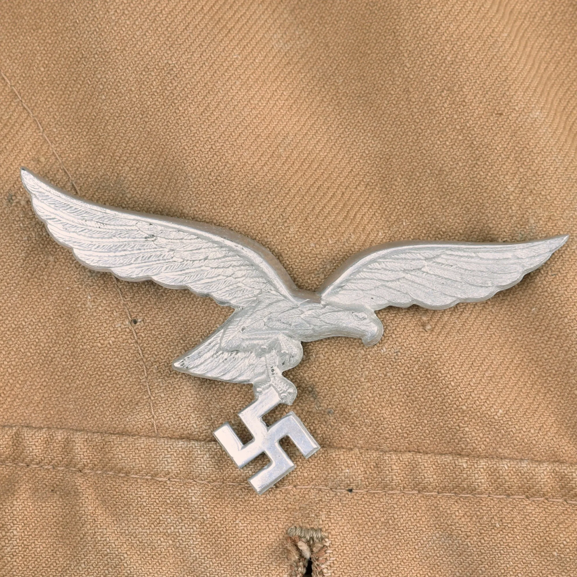 Original German WWII Afrika Korps Luftwaffe Oberleutnant Officer's Tan Denim Tropical Uniform Service Tunic