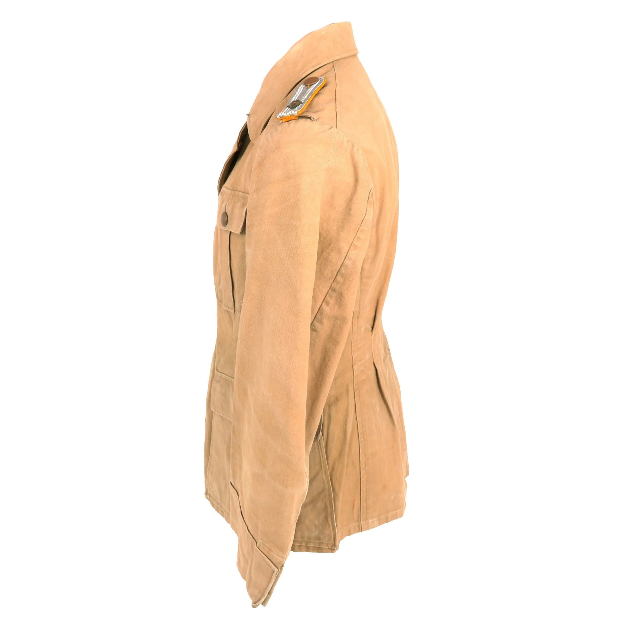 Original German WWII Afrika Korps Luftwaffe Oberleutnant Officer's Tan Denim Tropical Uniform Service Tunic