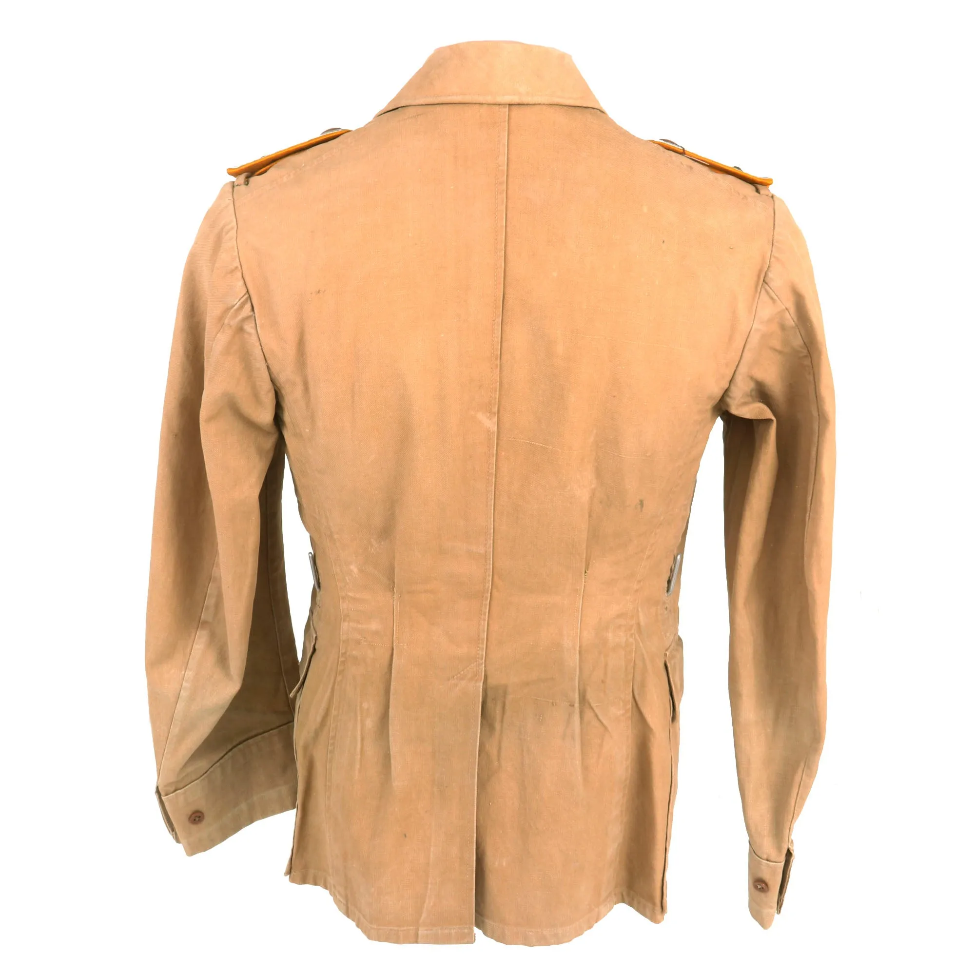 Original German WWII Afrika Korps Luftwaffe Oberleutnant Officer's Tan Denim Tropical Uniform Service Tunic