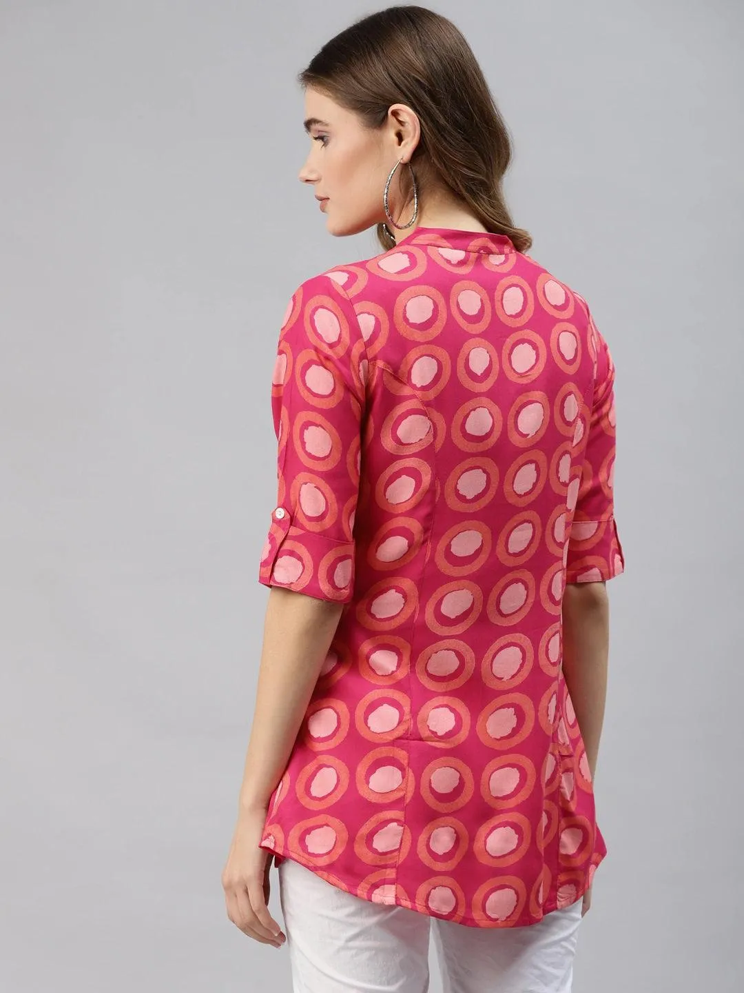 Pink Rayon Shirt Style Top
