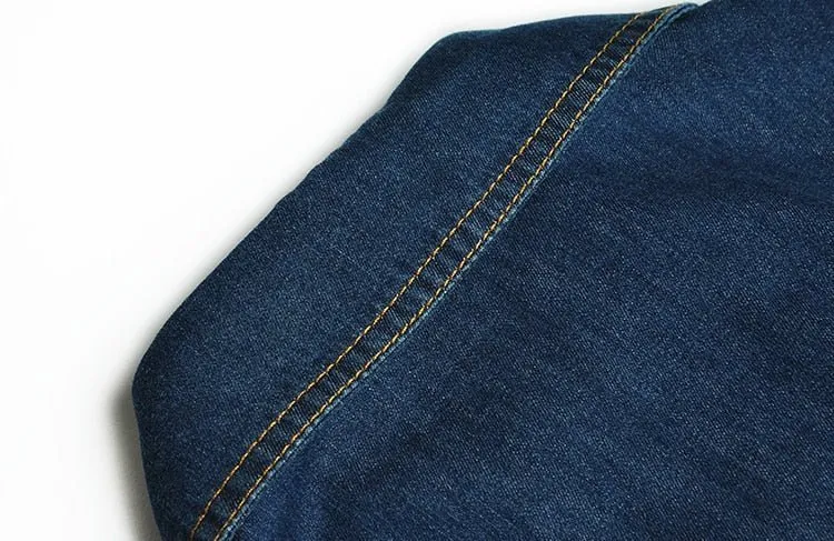 Pre Order:  Denim Midi Dress - @silvercurls_