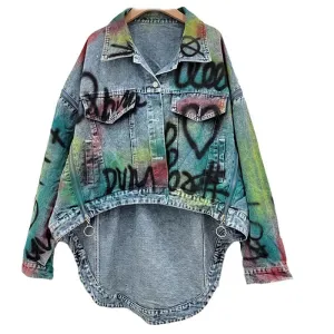 Pre Order:  Graffiti on Denim  Long Back Jacket