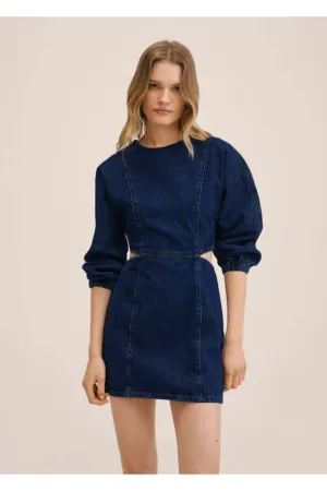Solid Denim Cut Out Dress