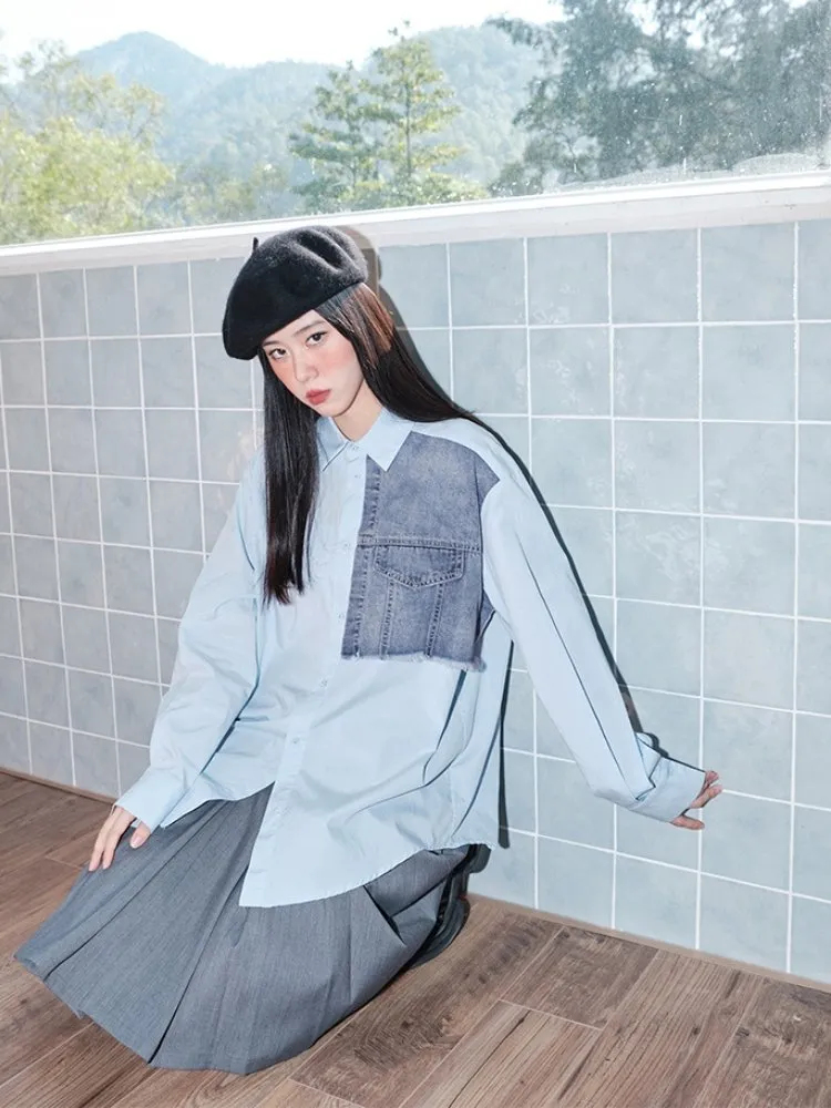 Stitching denim shirt【s0000000873】