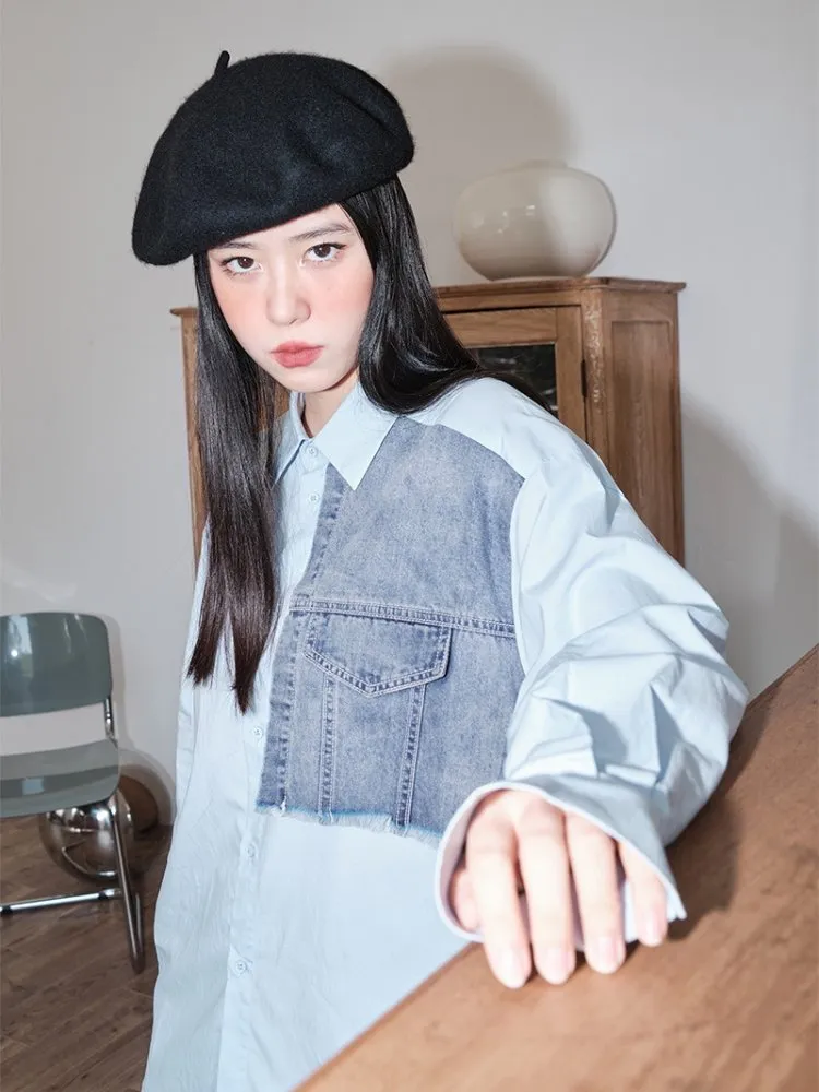 Stitching denim shirt【s0000000873】