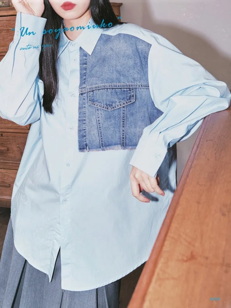 Stitching denim shirt【s0000000873】