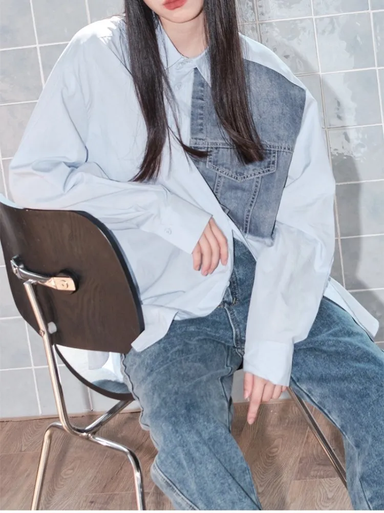 Stitching denim shirt【s0000000873】