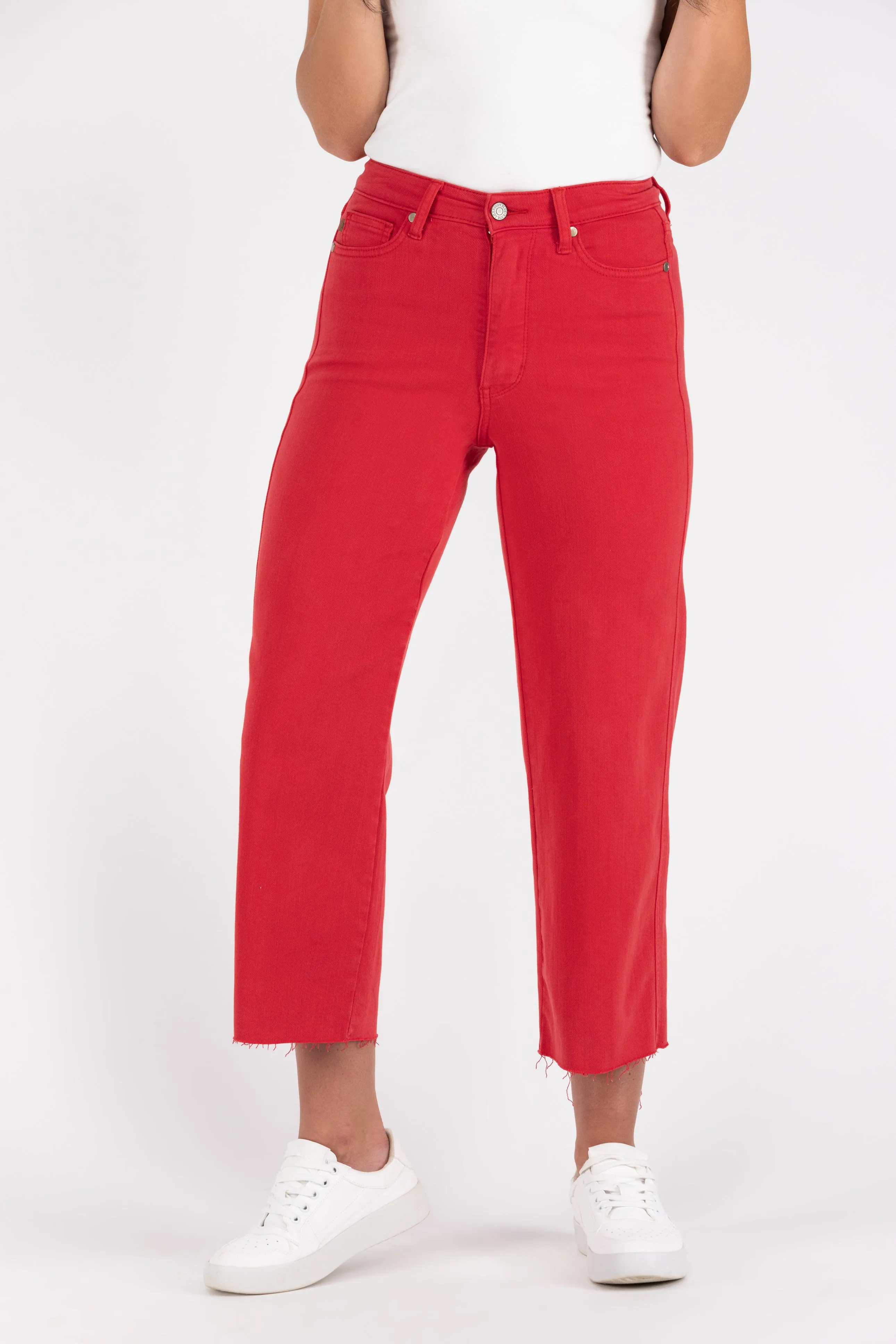 The Sloan from Judy Blue: High-Rise Garment Dyed Tummy Control Crop Wide Leg Denim