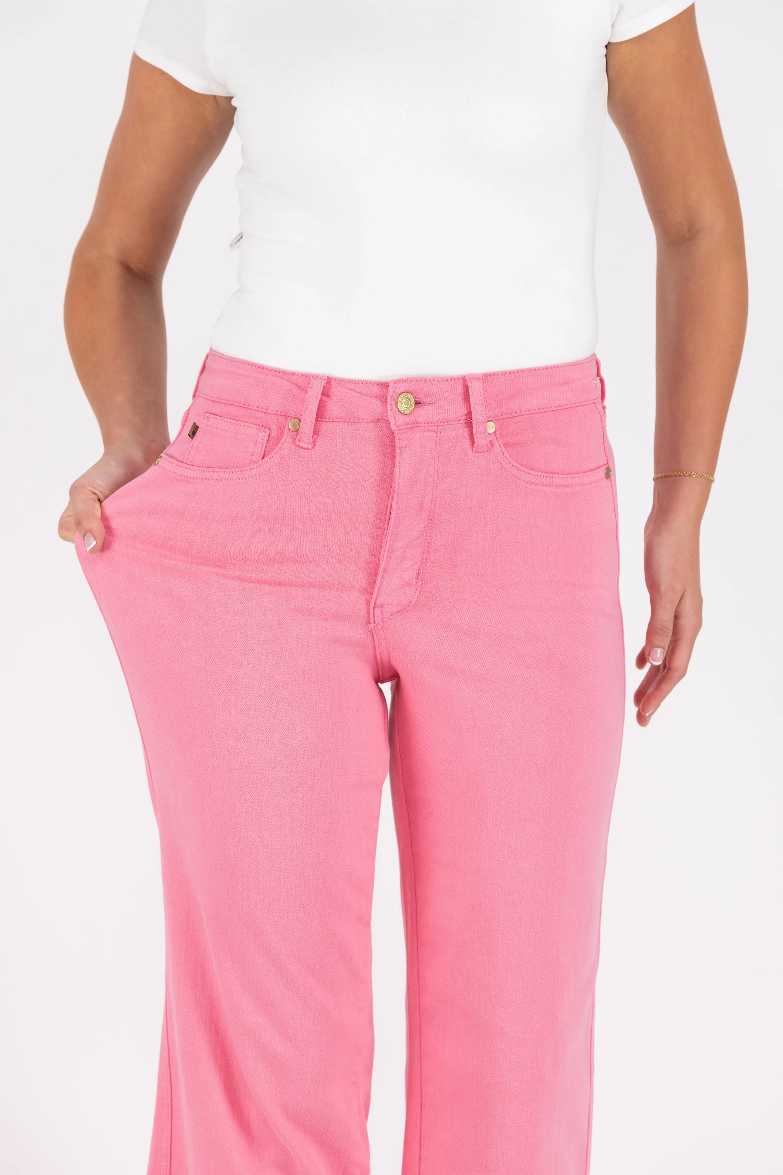 The Sloan from Judy Blue: High-Rise Garment Dyed Tummy Control Crop Wide Leg Denim