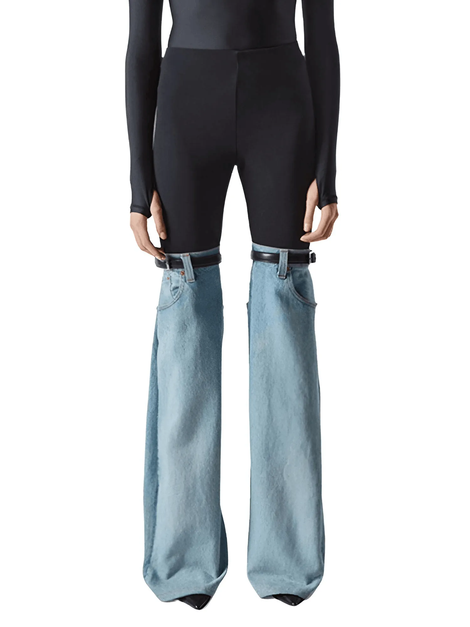 Women's High Waist Straight Leg Patchwork Jeans