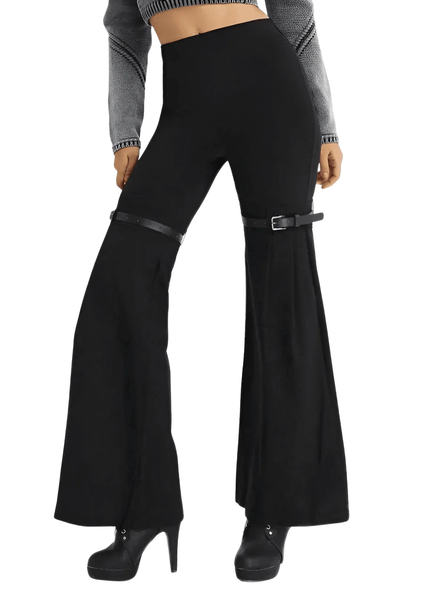Women's High Waist Straight Leg Patchwork Jeans